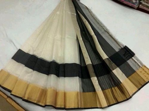Golden Jari Border Maheshwari Silk Saree