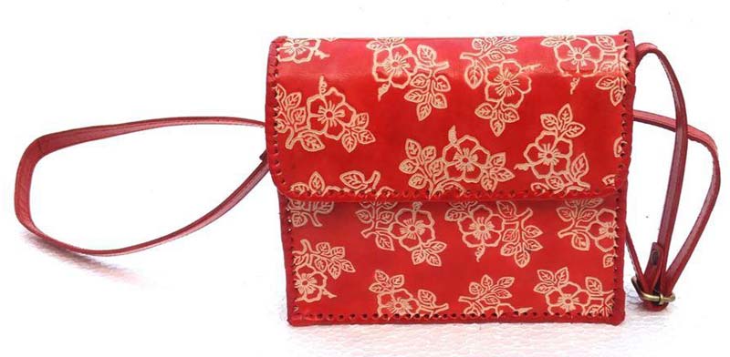 Red Leather Shoulder Cross Bag