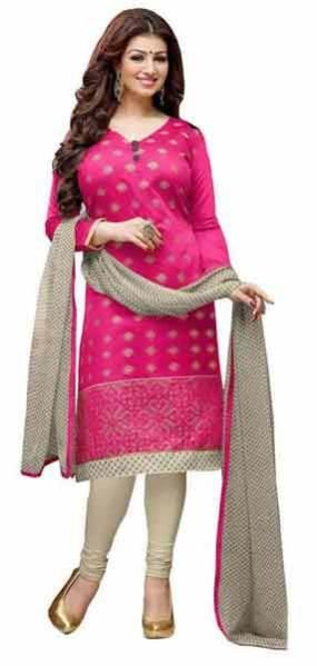 Pink Embroidered Chanderi Churidar Suit 02