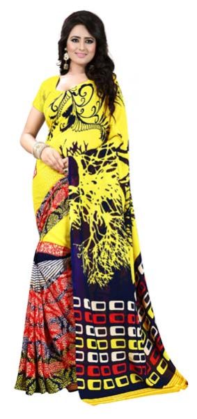 Georgette Saree (Sim Card Yellow)