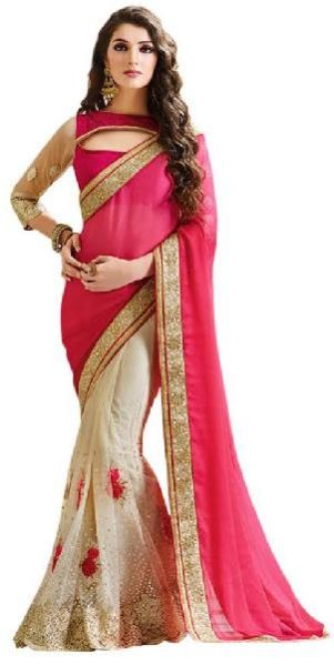 Fancy Sarees (JNE-1053 Pink-SR-Gliter)
