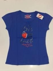 Blue Cotton Printed Round Neck Top