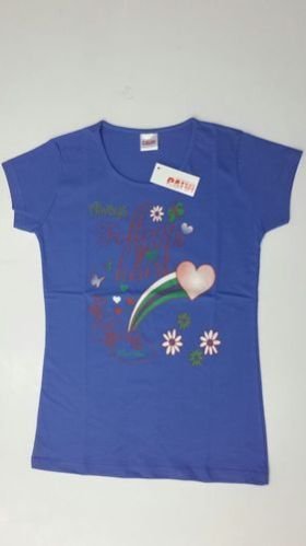 Blue Cotton Printed Round Neck Top