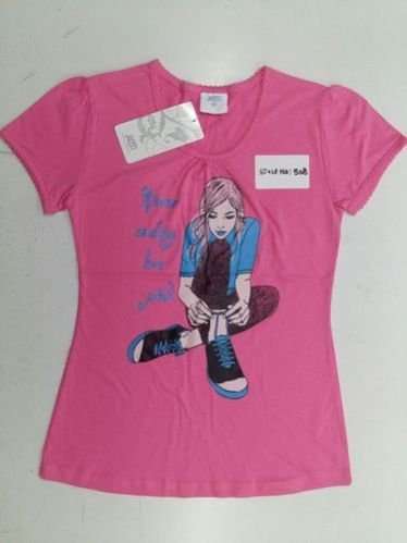 Baby Pink Cotton Printed Round Neck Top