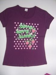 Purple Cotton Printed Round Neck Top