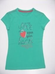 Sea Green Cotton Printed Round Neck Top