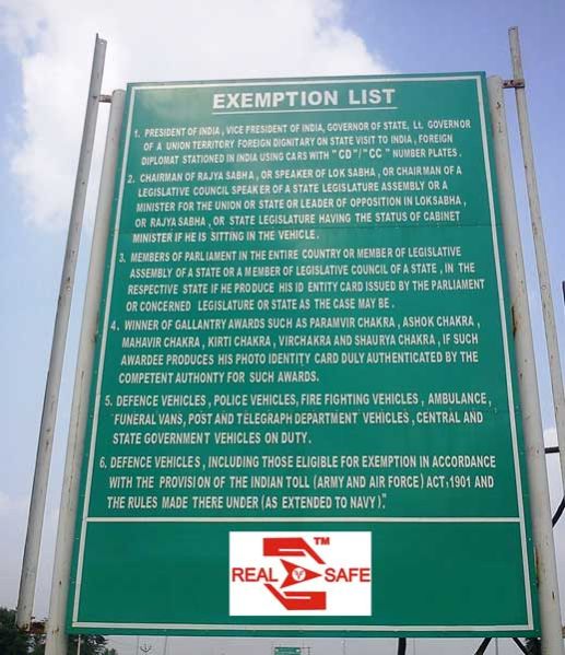Toll Gate Rules Sign Board