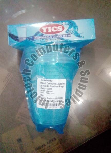 Transparent Blue Disposable Glass