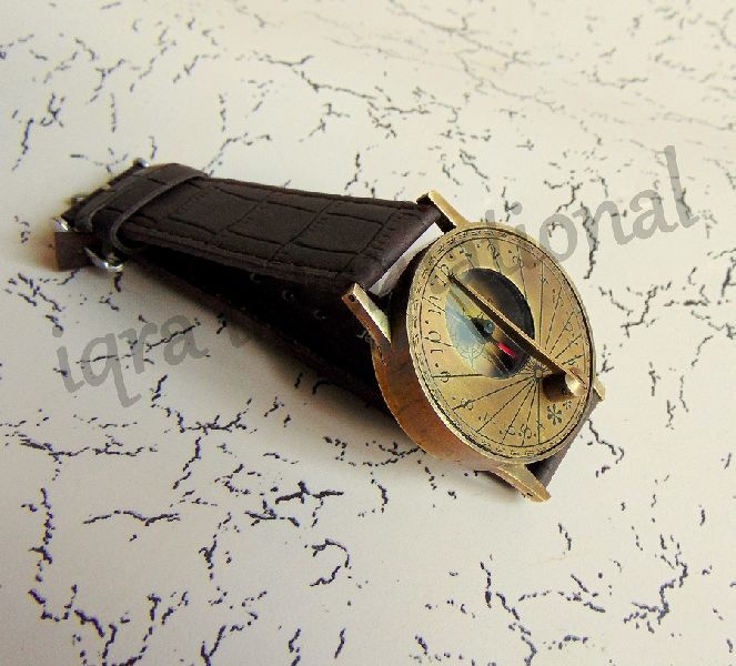 Antique Brass Steampunk Brass Wrist Sundial Watch Compass