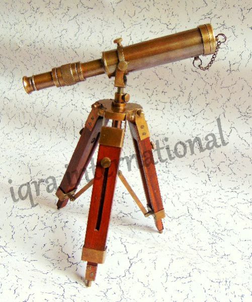 Antique Solid Brass Marine Nautical Navy Telescope with Tripod Vintage