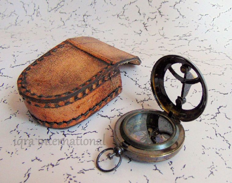 Nautical Brass West London Sundial Compass Marine Push Button Pocket Compass