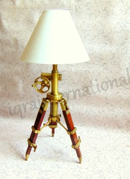 Nautical Tabe Lamp Brown Tripod Lighting Stand Shade Fixture