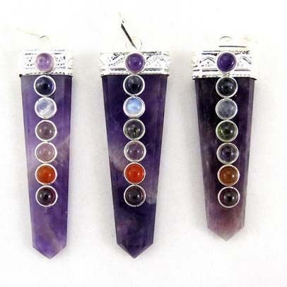 Amethyst With Chakra Ceb Pendant