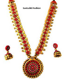 Red & Golden Terracotta Necklace Set