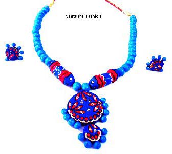 Sky Blue Terracotta Necklace Set