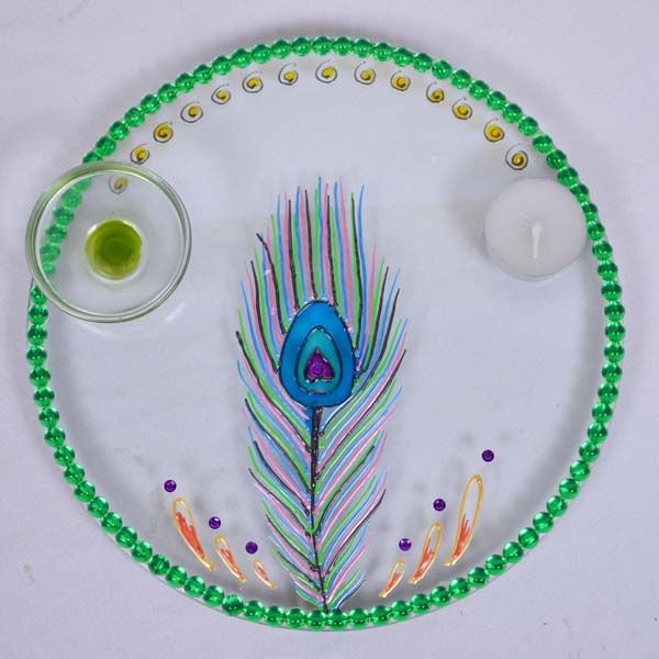 Decorative Glass Pooja Thali 02