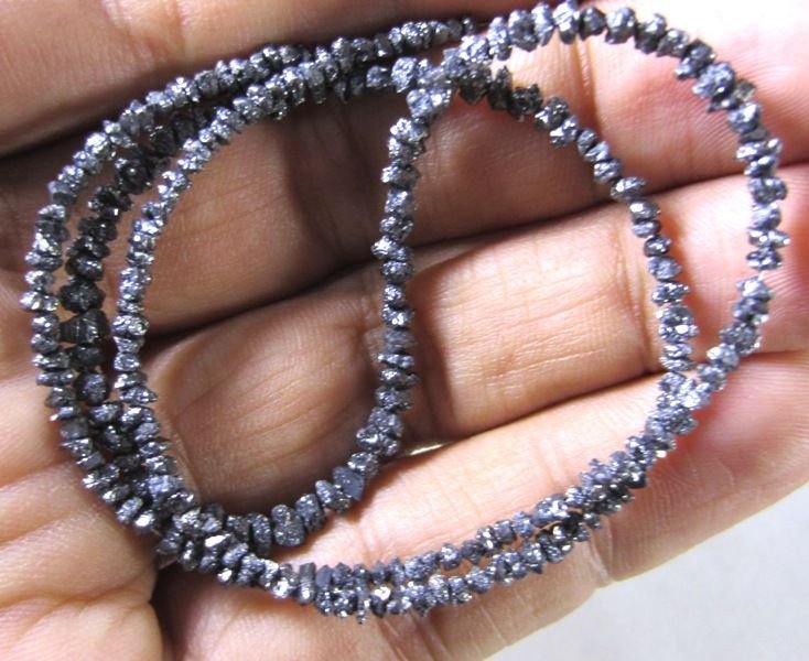 Blue Color Rough Diamond Beads Necklace 02