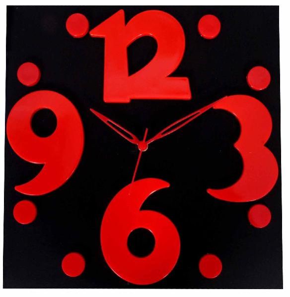 Designer Glass Wall Clock (S-3 Red)