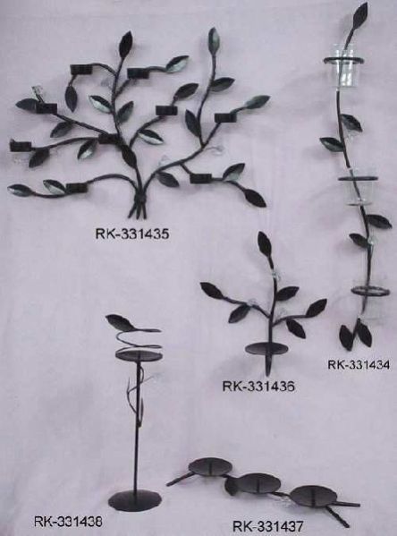 Black Leaf Candle Holders