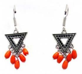 Conical Shape Orange Stone Earrings