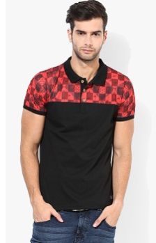 Black Printed Polo T-Shirts