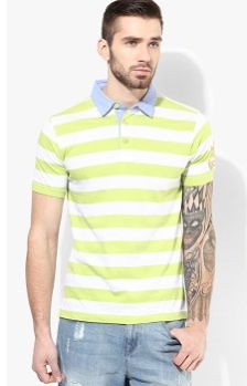 Green Striped Polo T-Shirts