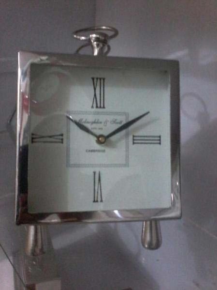 Nickel Finish Square Table Clock 01