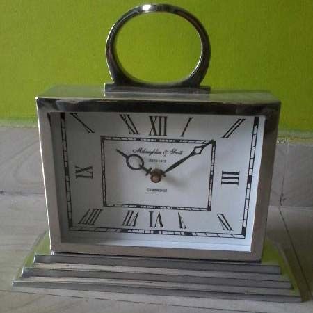 Nickel Finish Square Table Clock 02