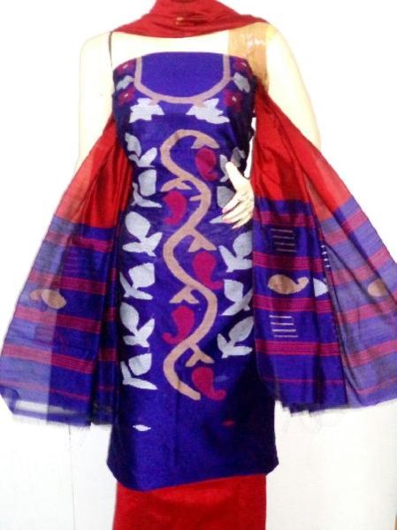 Unstitched Handloom Resham Jamdani Suit 02