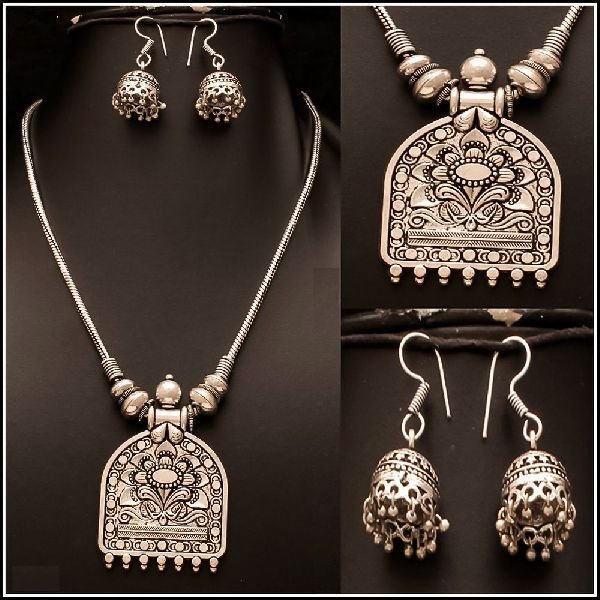 Oxidized Silver Pendant Set 02