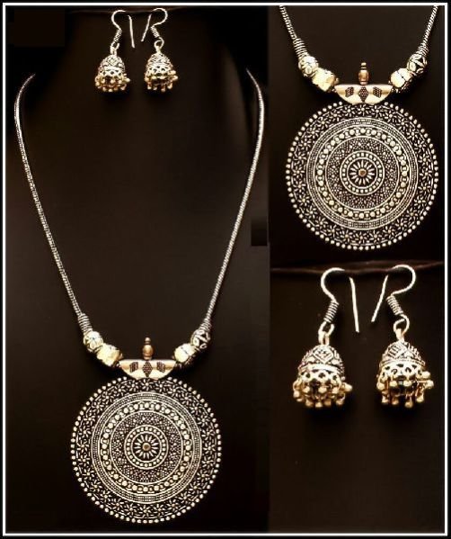 Oxidized Silver Pendant Set 03