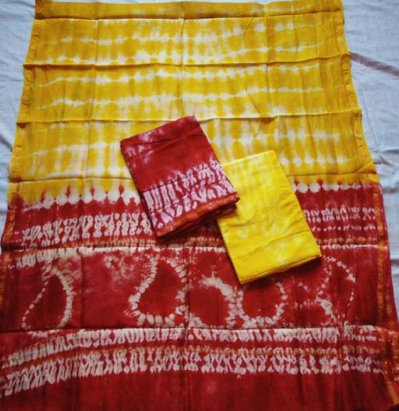 Unstitched Chanderi Silk Shibori Print Suit 04