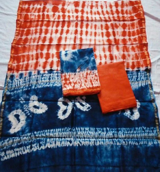 Unstitched Chanderi Silk Shibori Print Suit 06