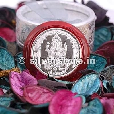 Silver Ganpati Coin 01