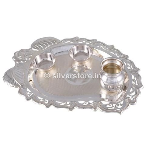 Silver Pan Shaped Pooja Thali 01
