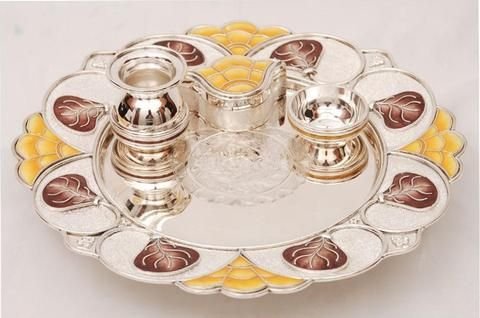 Silver Printed Pooja Thali 01