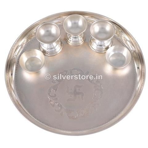 Silver Printed Pooja Thali 06
