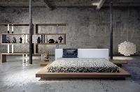 Low Bed Platform with Side Tables