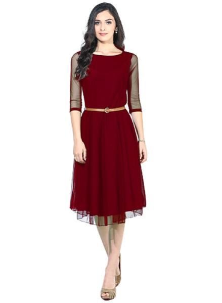Ladies One Piece Dresses (D-05 Maroon Moon Light Dress)
