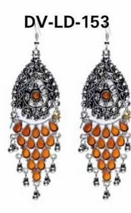 DV-LD 153 Afghani Tribal Dangler Hook Chandbali Earrings