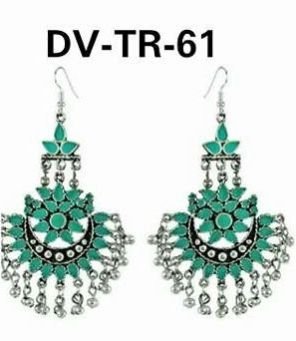 DV-TR 61 German Silver Afghani Long Earrings