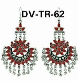 DV-TR 62 German Silver Afghani Long Earrings