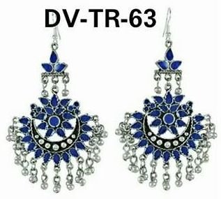 DV-TR 63 German Silver Afghani Long Earrings
