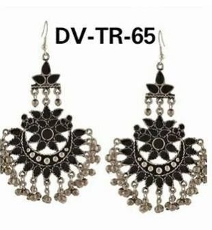 DV-TR 65 German Silver Afghani Long Earrings