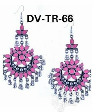 DV-TR 66 German Silver Afghani Long Earrings