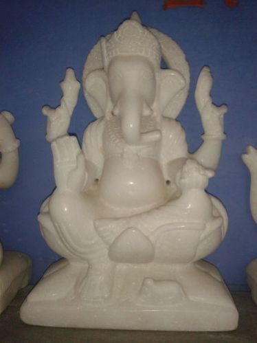 White Ganesh Marble Statue 01