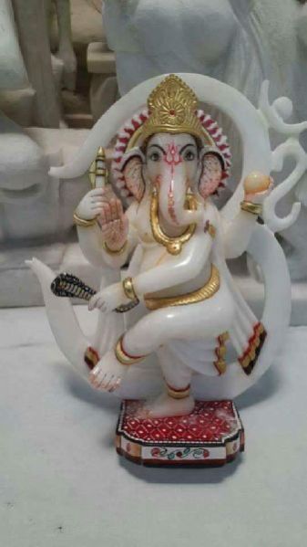 White Ganesh Marble Statue 04