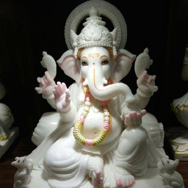 White Ganesh Marble Statue 10
