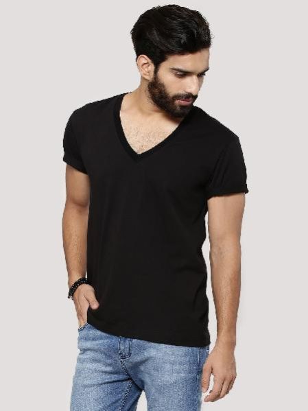 Mens Black V Neck T-shirt