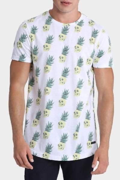 Mens Printed T-shirt Pineapple Skull